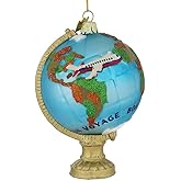Kurt Adler Noble Gems Globe with Airplane Christmas Ornament