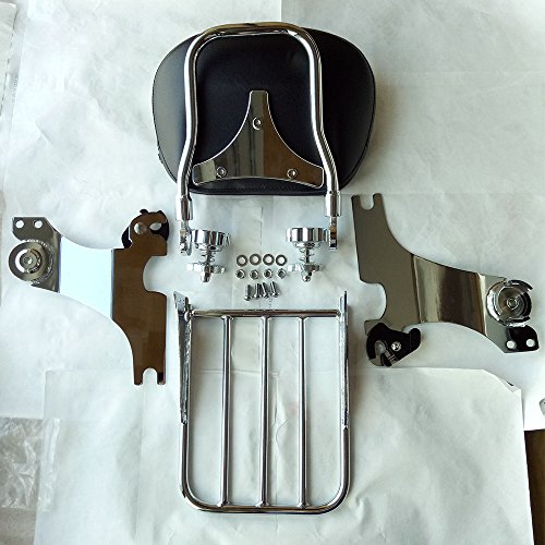 TJTECH Chrome Adjustable Detachable Passenger Backrest Sissy Bar Luggage Rack for Harley Davidson Sportster 883 & 1200 1994-2003 (chrome) - Thumbnail 6