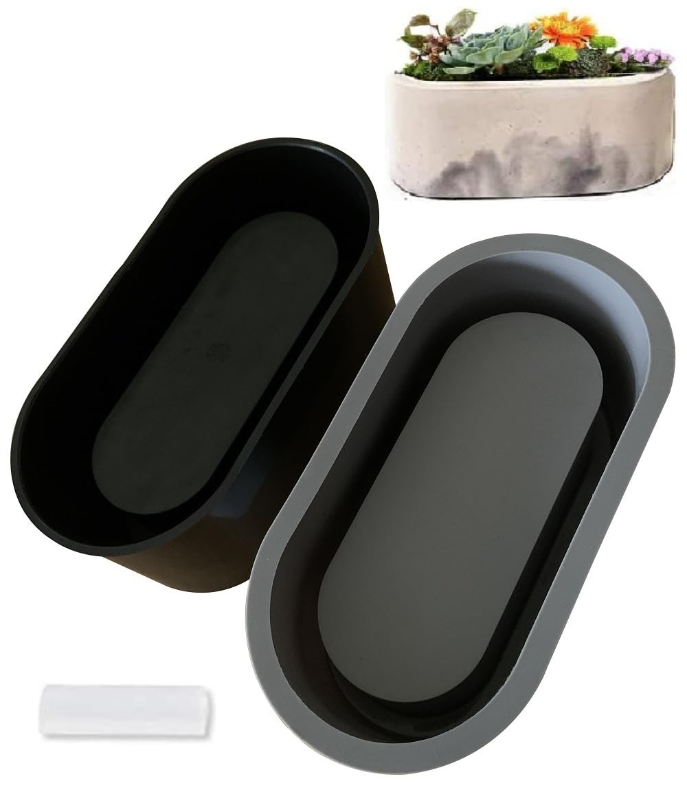 Osilifen Bigger Oval Silicone Planter Mold, Oval Shape 7 x 3.3 Inch (L x H), Silicone Model for Concrete Flower Pots, DIY Succulent Plant Concrete Model, Concrete Pot Mold
