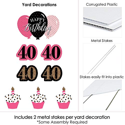Chic-40th-Birthday-Pink-Black-and-Gold-Yard-Sign-Outdoor-Lawn-Decorations-Birthday-Party-Yard-Signs-Set-of-8