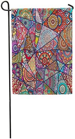 Semtomn Garden Flag Pattern Vintage Indian Ottoman Motifs Patchwork Abstract African Batik Home Yard House Decor Barnner Outdoor Stand 28x40 Inches Flag
