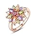 BAMOER 18K White Rose Gold Plated Cubic Zirconia Snowflake Flower Ring for Women Girls CZ Jewelry Fashion Flower Ring 3 Style