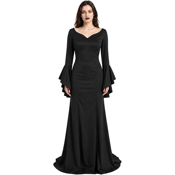 black witch dress amazon Amazon.com: KatchOn Gothic Witch Costume - Black Witch Dress with Collar Choker and Skull for Women