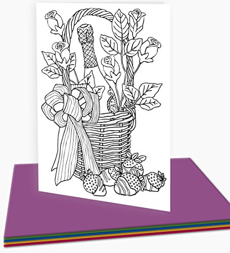 Art Eclect Adult Coloring Greeting Cards for Birthday, Anniversary and Every Occasions (10 Cards and 10 Colored Envelopes Included, Set C/Rainbow)