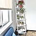 Tangkula Ladder Shelf, 5-Tier Multifunctional Modern Wood Plant Flower Book Display Shelf, Home Office Storage Rack Leaning Ladder Wall Shelf (White, 1)