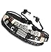FIBO STEEL Leather Charm Bracelet for Men Braided Wrist Cuff Vintage, Black