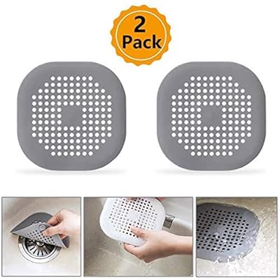 Shower Drain Covers- Drain Stopper Plug Bathtub Cover Silicone,Rubber Bathtub Sink Strainer with Sucker Home Drain Protectors 2PCS (gray)