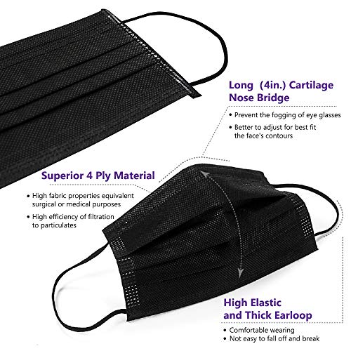 50pcs Disposable Universal Face Mask, 4 Layers Medical Earloop Mouth Mask Anti Dust, Great for Virus Protection
