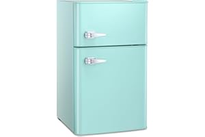 Havato 3.2 Cu.Ft Mini fridge with Freezer, Double Door Compact Refrigerator, Retro Mini Refrigerator for Dorm, Office, Bar, RV, Bedroom(Green)