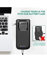 LG V20 Batería Caso 5000 mAh, newdery Cargador portátil caso para LG V20 [Negro]  protective Power Bank carcasa con protector de visualización de vidrio templado para LG V20