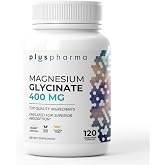 PlusPharma Magnesium Glycinate 400mg - 120 Veggie Capsules Chelated for Superior Absorption | No Harmful Additives | Non-GMO, NO Gluten and Dairy, Gentle on Stomach 1 Pack