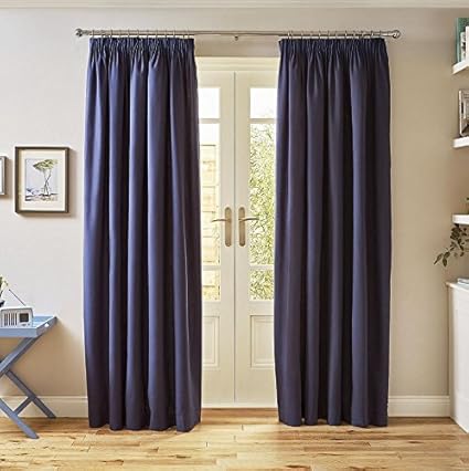 Tesco Canvas Lined Blackout Curtains 66 X 72 Blue Amazon Co Uk