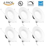 Sunco Lighting 6 Pack 5/6 Inch Baffle Recessed Retrofit Kit Dimmable LED Light, 13W (75W Replacement), 4000K Kelvin Cool White, Quick/Easy Can Install, 830 Lumen, Wet Rated