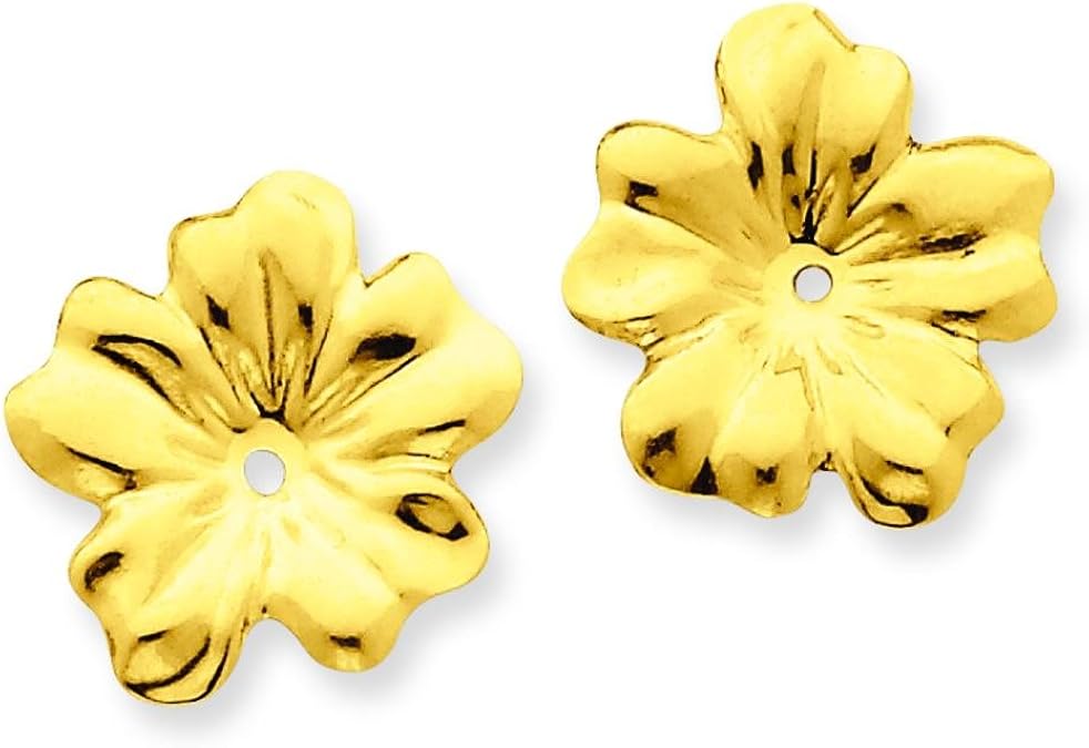 14K Yellow Gold Flower Earring Jackets Jewelry Jewelry