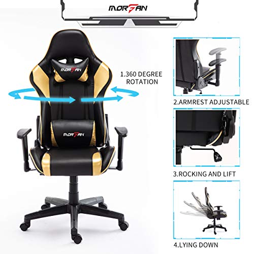 Morfan Gaming Chair Massage and Rocking Function Computer PU Leather