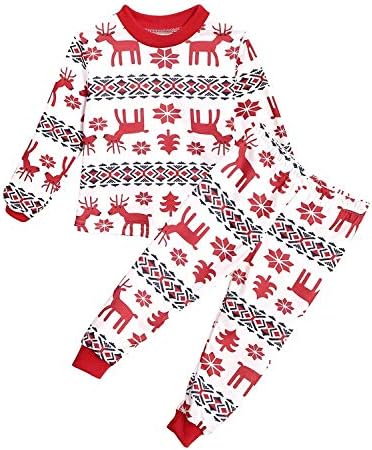 Anboer Family Pajama Set Cute Elk Snowflake Print Christmas Pajamas Sets For Mum Dad Kids