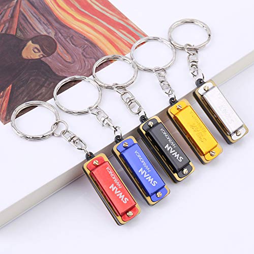 Polytree Keychain, 4 Holes 8 Tones Harmonica Pendant Charm Kids Toys Gift