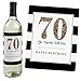 Chic 70th Birthday - Pink, Black and Gold - Birthday Gift For Women - Wine Bottle Label Stickers - Set of 4