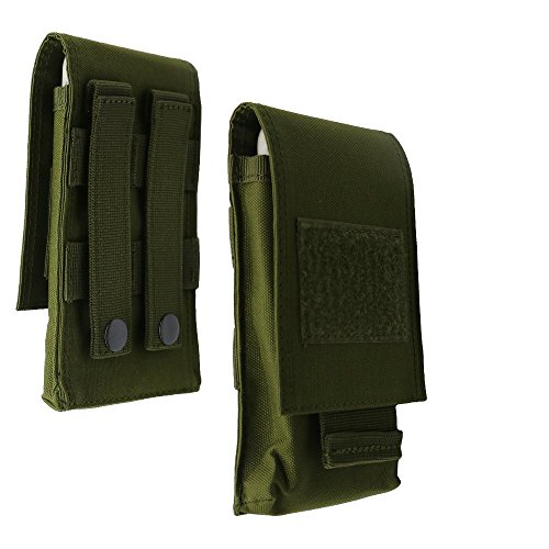 LefRight Camo Tactical Molle Vertical Waist Belt Large Pouch Bag Holster Cover Pull Tab Compatible 5.5" Phone 7 Plus (Olive Drab)