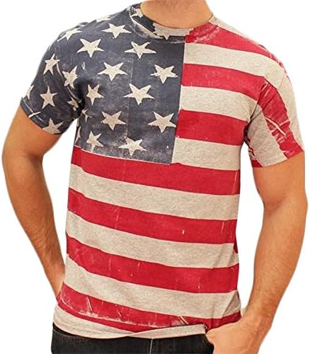 Men American Flag 4th of July Patriotic T Shirts Hip Hop Casual Short Sleeve Tops USA Flag L