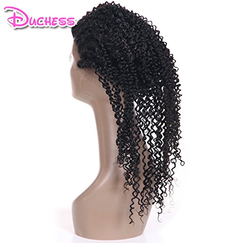 Brazilian Kinky Curly Hair 360 Lace Frontal Closure 12 Inches with Baby Hair For Black Women Pre Plucked Full 360 Frontal Lace Closure Free Part Natural Color
