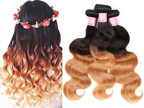 Nifty Girl Brazilian Ombre Virgin Hair Body Wave Weft 3 Bundles 300g 100% Human Hair Extensions Ombre 1B/27# (12"12"14")