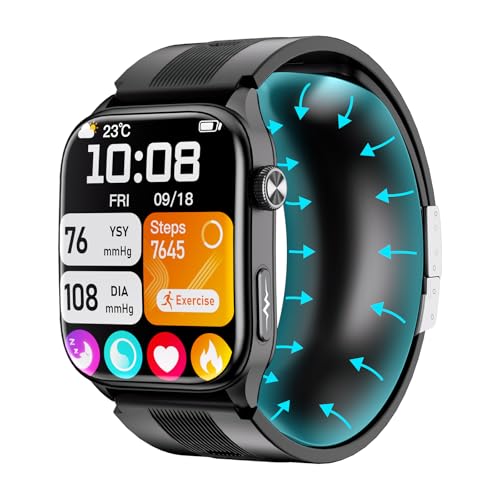 iSo Tech AMOLED Smart Watch for Men and Women with Blood Pressure and ECG, 2.06 Inches Smart Health Watch with Air Pump and Airbag, 24/7 Heart Rate Monitor Sleep SpO₂ Temperature HRV and Stress