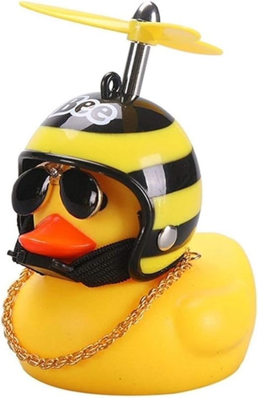 Car Duck Rubber Duck Bicycle Helmet Mirror Toy Car Ornaments Yellow