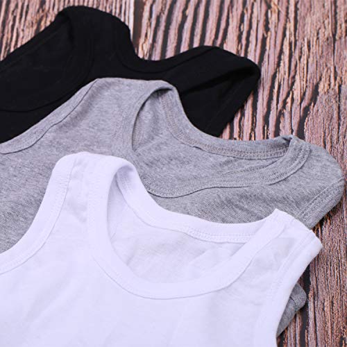 Coobey 5 Pack Toddler Kids Cotton Tank Top Undershirts Boys or Girls Soft Undershirt Tees (2T / 3T, Black/White/Gray) - Thumbnail 6