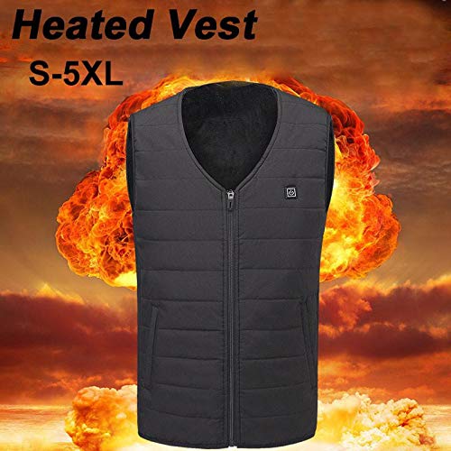 Teepao Heated Vest, Size Adjustable Washable 5V USB Electric Warm Vest for Men Women, Rechargeable Battery Waistcoat for Outdoor Camping Hiking (S/Black)