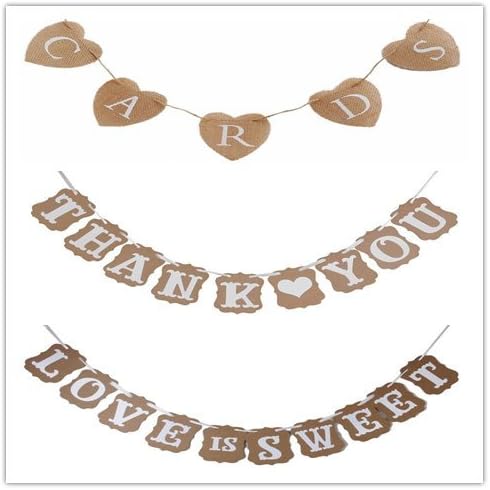 Cards Hessian Bunting Love is Sweet Banner for Rustic Wedding Decor