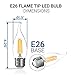 Hyperikon LED Edison Flame Tip Filament B11 Candle, 4W (40W Equivalent), Medium Base (E26), CRI 90+, Dimmable, 3000K (Soft White Glow)