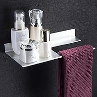 ZUNTO Bathroom Shelf/Bathroom Shelves - Adhesive Shower Shelves with Bathroom Hand Towel Bar Holder No Drilling, Aluminum