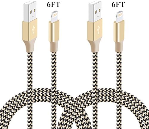 iPhone Charging Cable Raylix iPhone Cord Nylon Braided Lightning Sync and Charging wire 2Pack 6ft