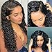Water Wave Human Hair Lace Front Wigs for Black Women 150% Density Brazilian Water Wave Lace Front Wig with Baby Hair Pre Plucked Bleached Knots Deep Curly Lace Front Human Hair Wigs 16 Inch