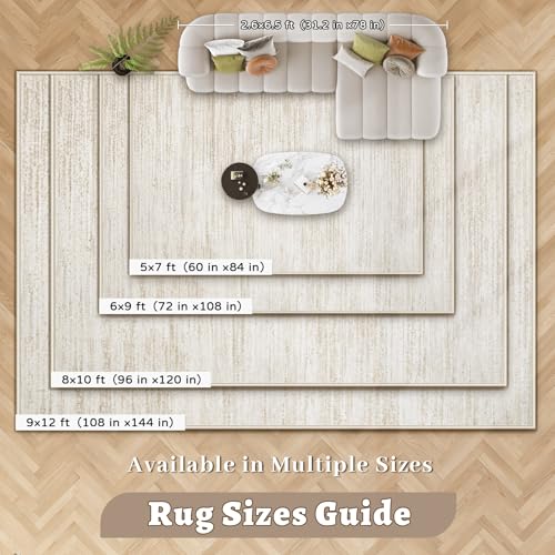 Area Rug 8x10 Living Room Rugs: Washable Modern Rug Large Non-Slip Soft Rugs Stain Resistant Printed Rug Indoor Carpet for Bedroom Kitchen Dining Room Nursery Playroom Home(Beige, 8'x10')
