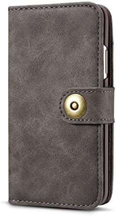 Gloriphy 2 in 1 Premium Suede Leather Wallet and Magnetic Detachable Slim Case Folio Cover with Card Slots for iPhone XSMAX - Grey