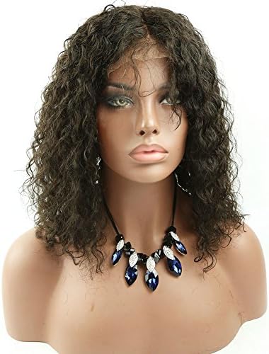 Flyon Hair Brazilian Deep Curly Bob Human Hair Front Lace Wigs with Baby Hair for Black Women Natural Color