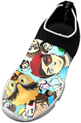 Fly Knit Lightweight Cartoon Vanoss Sports Shoes No Tie for Girls Soft Breathable Running Sneakers