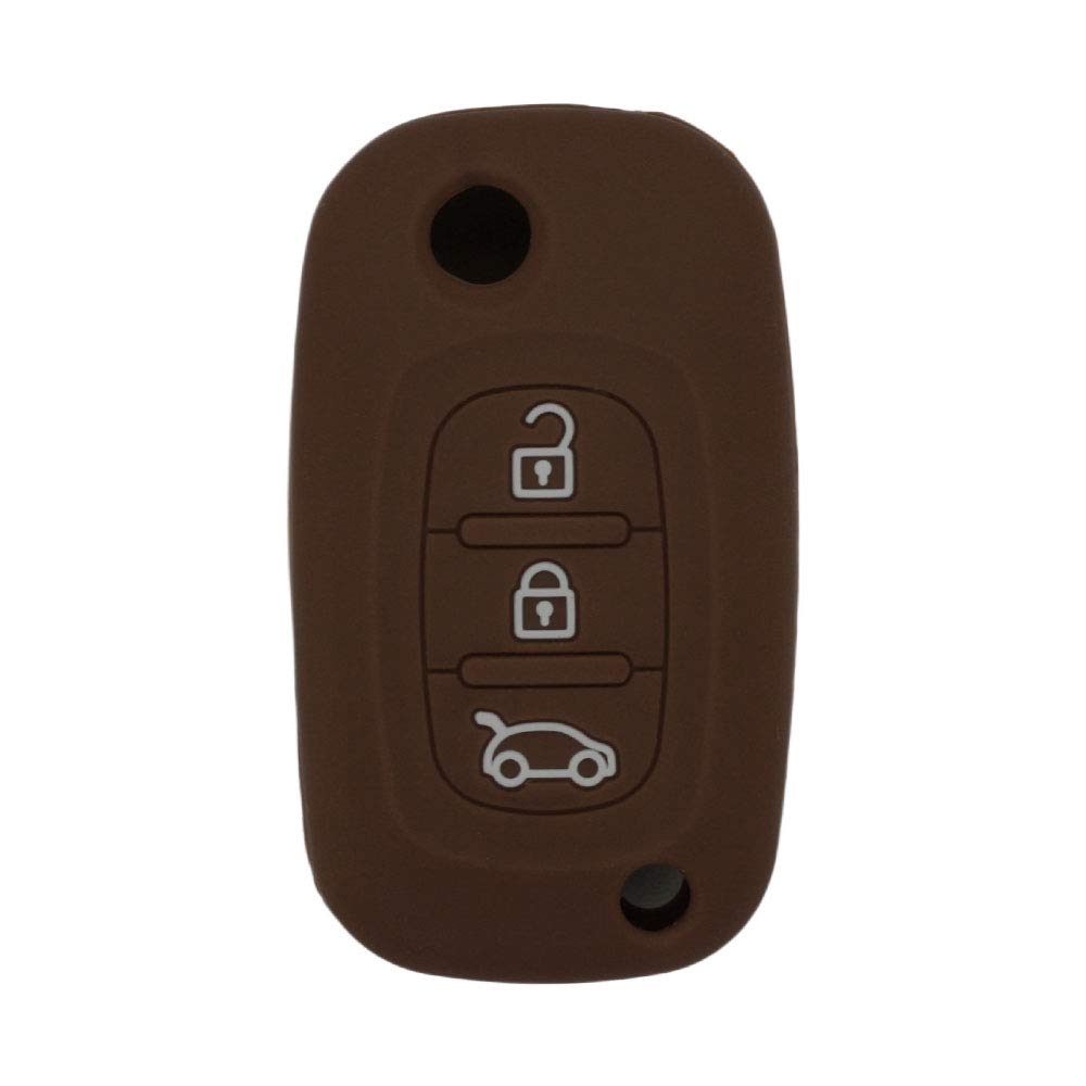 BROVACS Silicone Cover Protector Case Holder Skin Jacket Compatible with MERCEDES BENZ SMART RENAULT 3 Button Flip Remote Key Fob CV4954 Brown