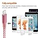 iPhone Cable,XUZOU Lightning Cable 3Pcks 3FT USB Charger Syncing and Charging Cable Data Nylon Braided Cord for iPhone 7/7 Plus/6/6 Plus/6s/6s Plus/5/5s/5c/SE and More(Pink&White)