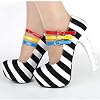 SHOW-STORY-Black-White-Stripe-3-Strap-Platform-Bone-Heel-Mary-Jane-PumpsLF80636