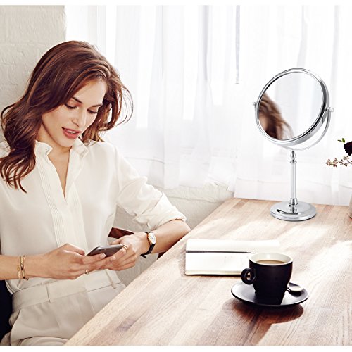 Makeup Vanity 10X Magnifying Mirror 8 Inch Tabletop Double Side 360 Degree Magnification Swivel Desktop Standing Mirror for Bedroom Bathroom Traveling