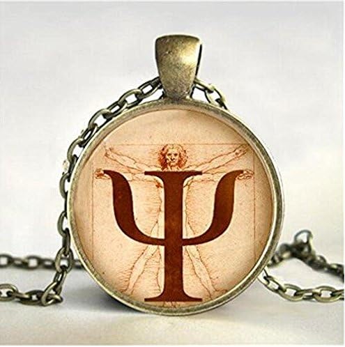 Fashion Necklace Psi Symbol Necklace Psychology Pendant Glass Cabochon Necklace