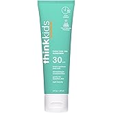Thinkkids SPF 30 Mineral Sunscreen, Clear Zinc Oxide, 3 fl oz – Natural, Water Resistant, Kids & Toddler Sun Protection, Reef Safe