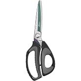 LIVINGO 10" Heavy Duty Multipurpose Shears for Shop &amp; Garden (Black/Grey) | Forged Stainless Steel With Titanium Coating Cuts Fabric, Cardboard, Pruning Branches, Household Materials, Rust-resistant