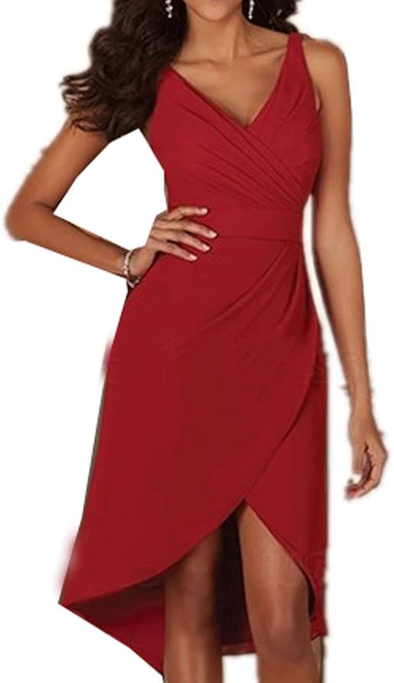 CG Women's VNeck High Low Hem Evening Party Dress Chiffon
