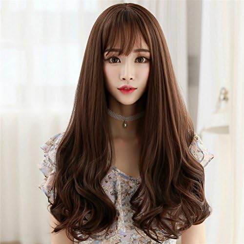 Suuny Queen Sweet Girl Brown Cosplay Long Style Wavy Curly Synthetic Full With Fringe Wig Hair