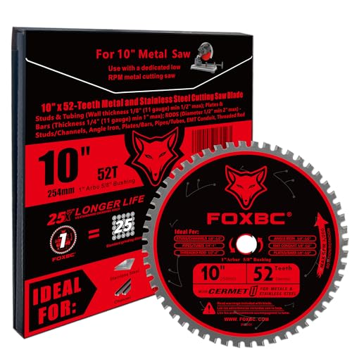 FOXBC 10 Inch Metal Steel Cutting Saw Blade 52 Teeth, 1" Arbor photo 8