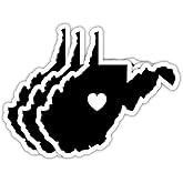 (3PCS) West Virginia State Map with Heart Stickers, US State Stickers - Waterproof Vinyl Decals for Tumblers, Water Bottles, Laptops, Scrapbooks, Great for West Virginia Lovers 3 x 2.7 Inch